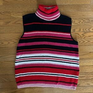 Vintage St. John's Bay Multicolor Pink and Red Striped Turtleneck Sweater